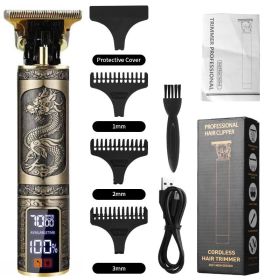 Professional Mens Hair Clippers Trimmer Machine Cordless Beard Electric Shaver (Pattern: Dragon)